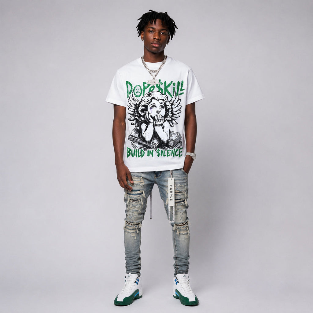 Bucks 12s DopeSkill Oversize Print T-Shirt Build in Silence Graphic