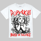 Cherry 11s DopeSkill Oversize Print T-Shirt Build in Silence Graphic