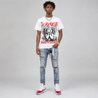 Cherry 11s DopeSkill Oversize Print T-Shirt Build in Silence Graphic