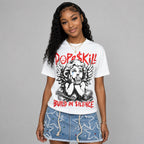 Cherry 11s DopeSkill Oversize Print T-Shirt Build in Silence Graphic