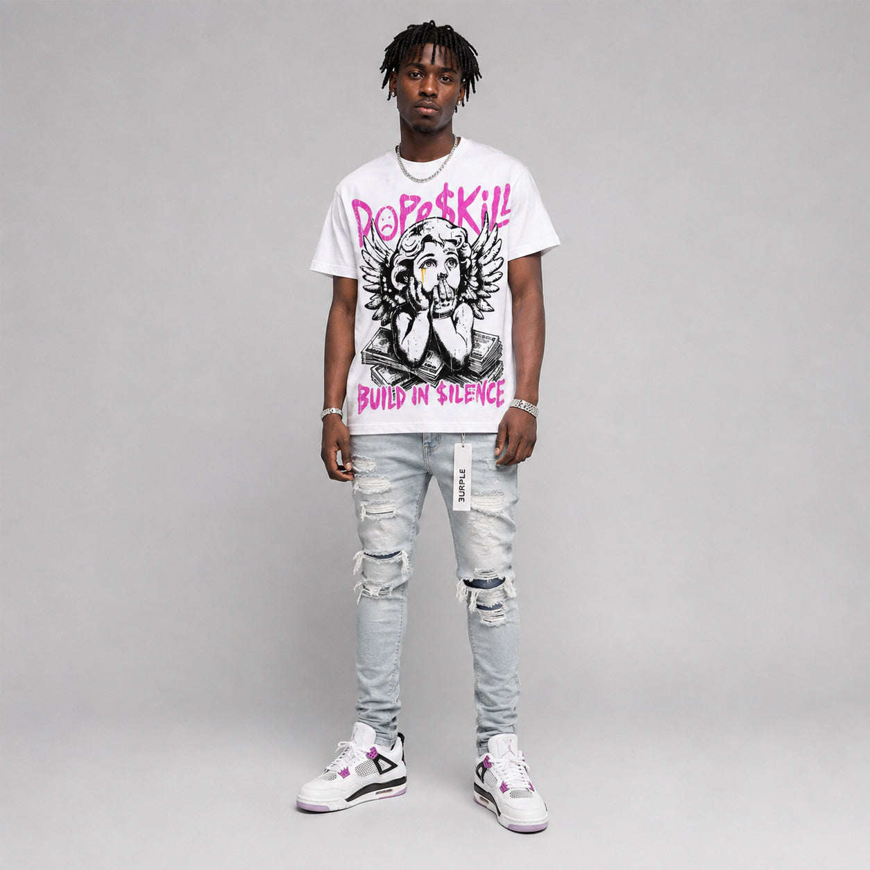 Comic 4s DopeSkill Oversize Print T-Shirt Build in Silence Graphic
