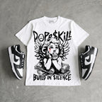 Dunk Panda White Black DopeSkill Oversize Print T-Shirt Build in Silence Graphic