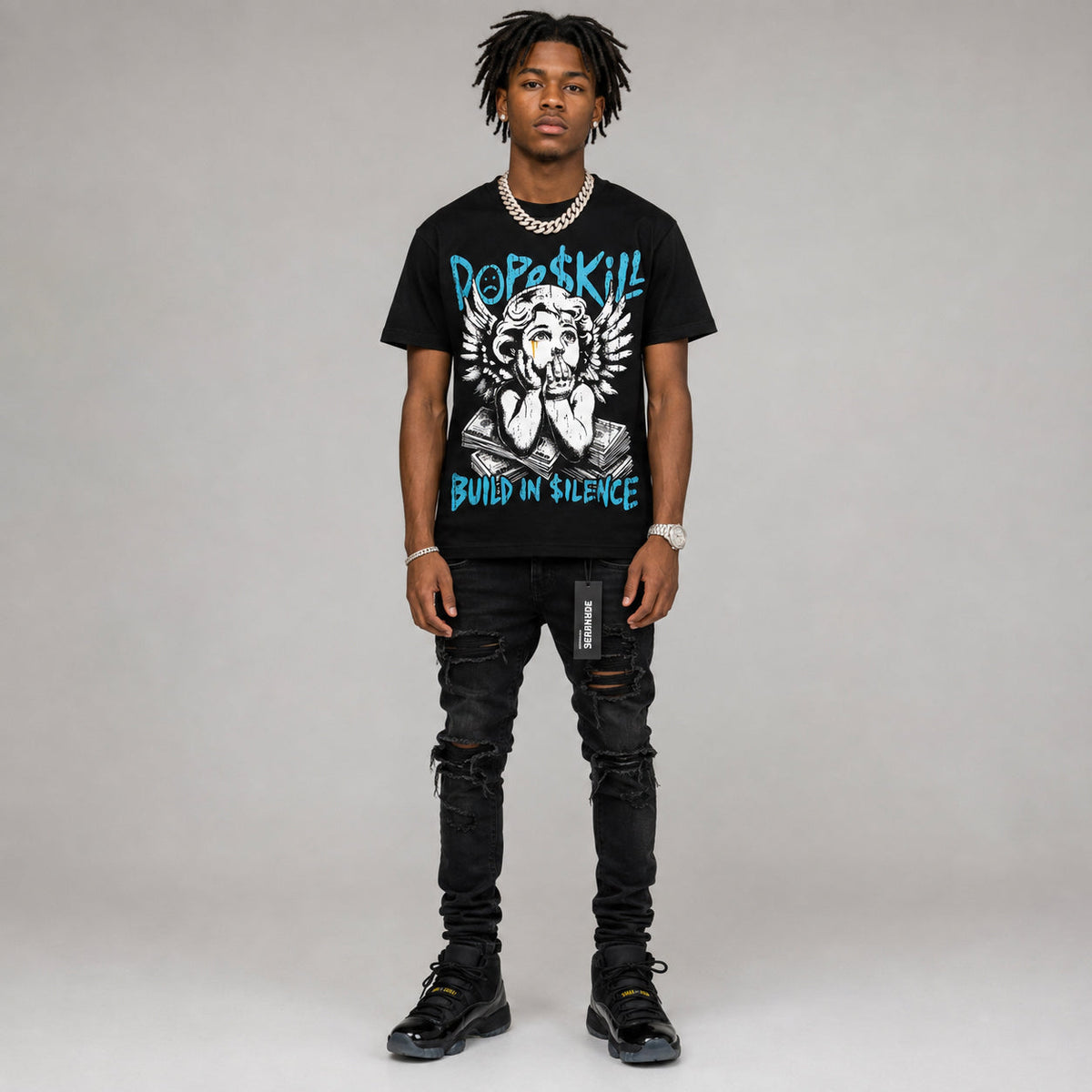 Gamma 11s DopeSkill Oversize Print T-Shirt Build in Silence Graphic