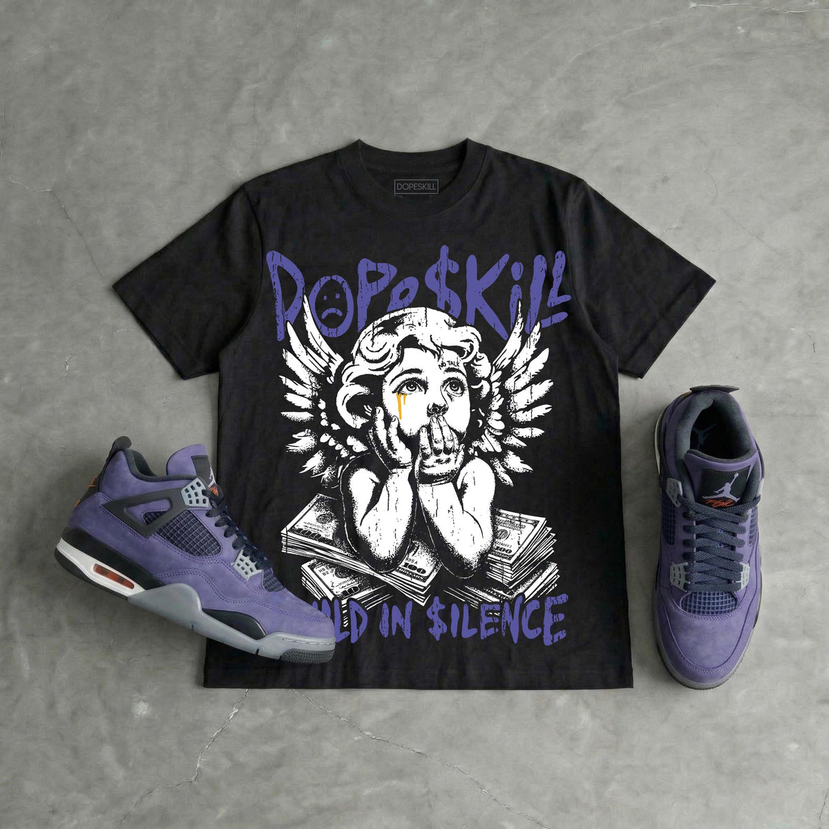 Lakers 4s DopeSkill Oversize Print T-Shirt Build in Silence Graphic