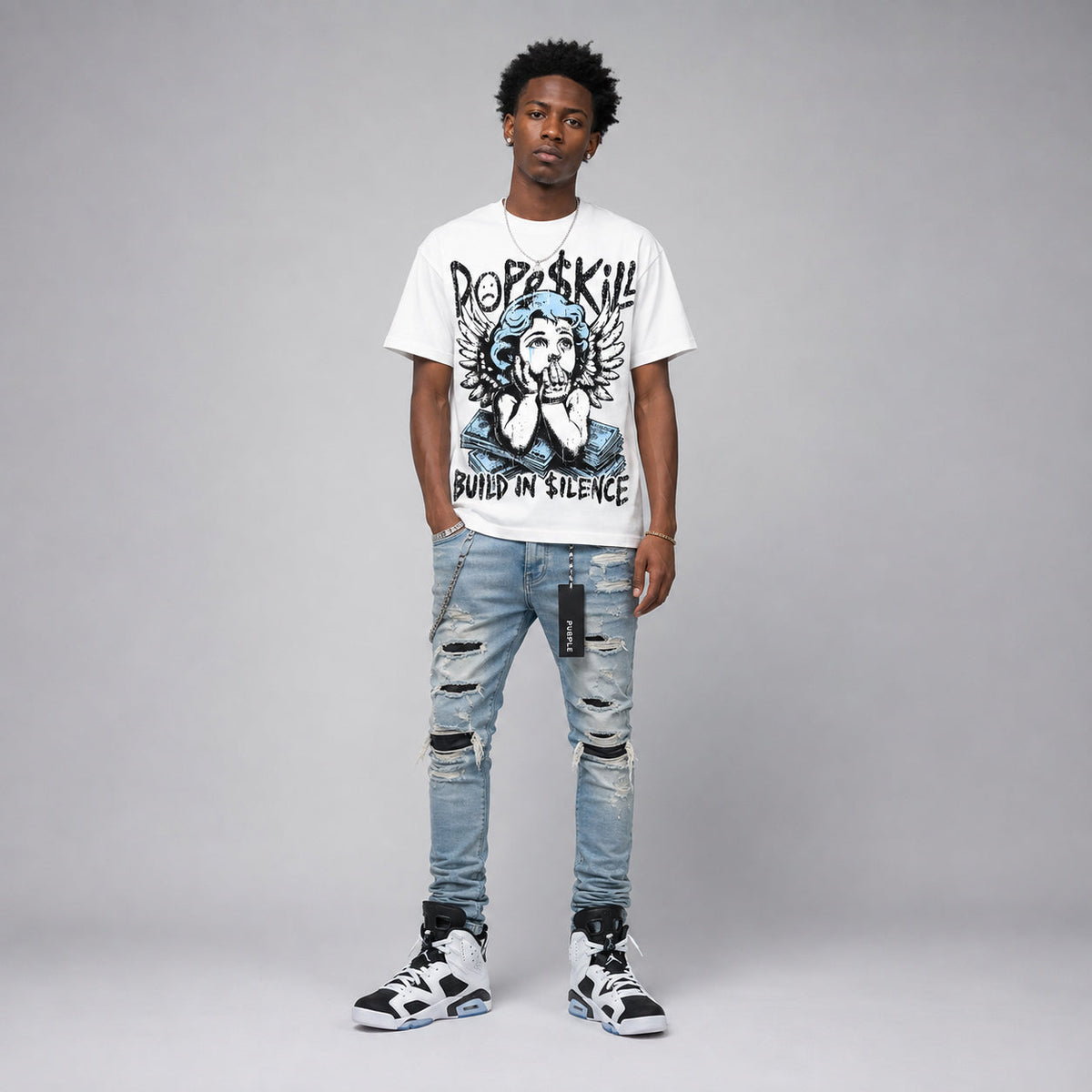 Oreo 6s DopeSkill Oversize Print T-Shirt Build in Silence Graphic
