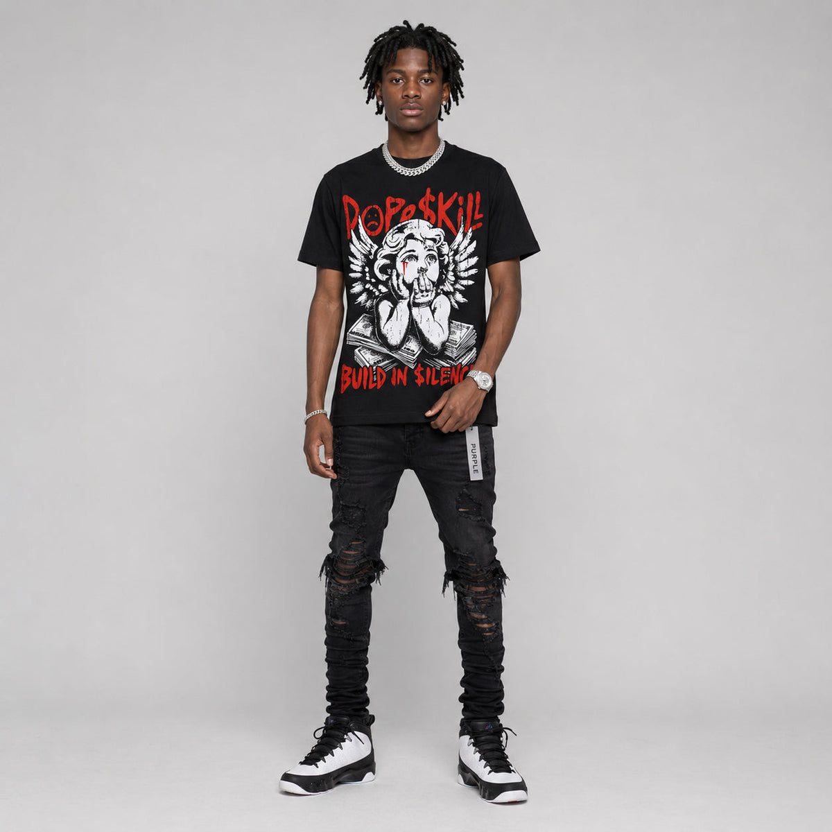 Space Jam 9s DopeSkill Oversize Print T-Shirt Build in Silence Graphic