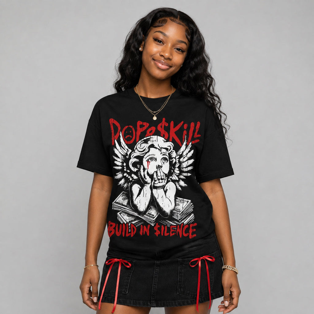 Space Jam 9s DopeSkill Oversize Print T-Shirt Build in Silence Graphic