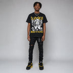 Black Tour Yellow AJ 4 Thunder DopeSkill Oversize Print T-Shirt Build in Silence Graphic