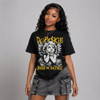 Black Tour Yellow AJ 4 Thunder DopeSkill Oversize Print T-Shirt Build in Silence Graphic