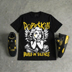 Black Tour Yellow AJ 4 Thunder DopeSkill Oversize Print T-Shirt Build in Silence Graphic
