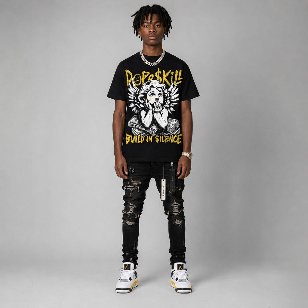 Tour Yellow 4s DopeSkill Oversize Print T-Shirt Build in Silence Graphic