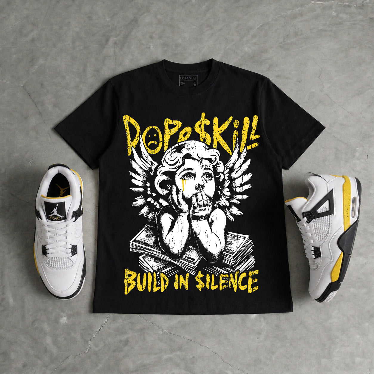 Tour Yellow 4s DopeSkill Oversize Print T-Shirt Build in Silence Graphic