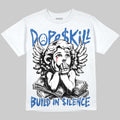 True Blue 3s DopeSkill Oversize Print T-Shirt Build in Silence Graphic