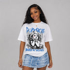 True Blue 3s DopeSkill Oversize Print T-Shirt Build in Silence Graphic