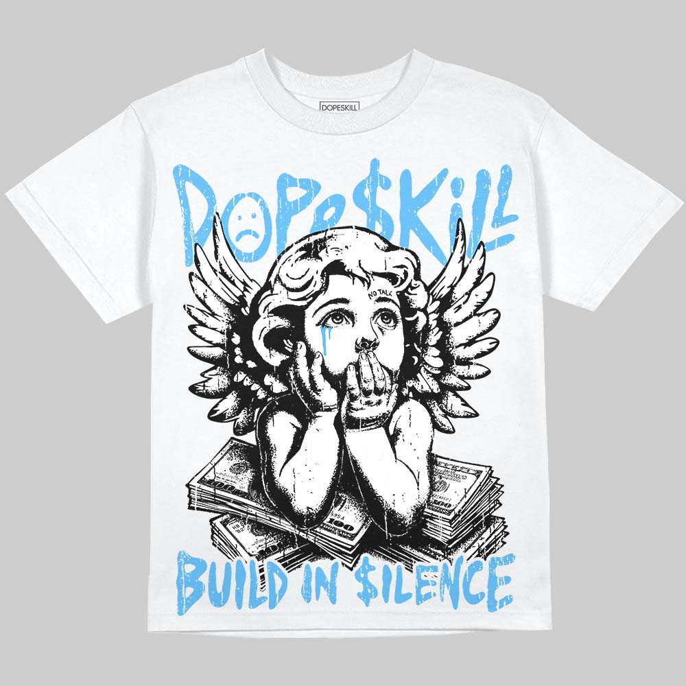 University Blue 14s DopeSkill Oversize Print T-Shirt Build in Silence Graphic