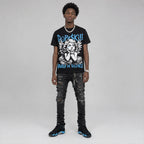 University Blue 14s DopeSkill Oversize Print T-Shirt Build in Silence Graphic
