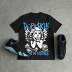 University Blue 14s DopeSkill Oversize Print T-Shirt Build in Silence Graphic