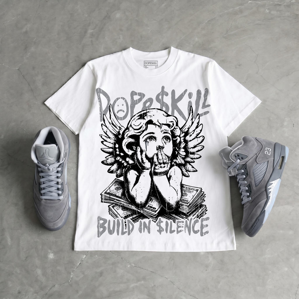 Wolf Grey 5s DopeSkill Oversize Print T-Shirt Build in Silence Graphic