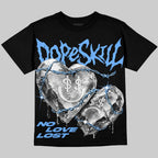 Black University Blue 5s DopeSkill Oversize Print T-Shirt No Love Lost Graphic
