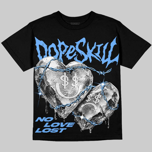 Black University Blue 5s DopeSkill Oversize Print T-Shirt No Love Lost Graphic