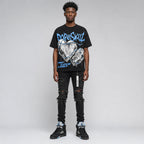 Black University Blue 5s DopeSkill Oversize Print T-Shirt No Love Lost Graphic