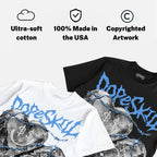 Black University Blue 5s DopeSkill Oversize Print T-Shirt No Love Lost Graphic
