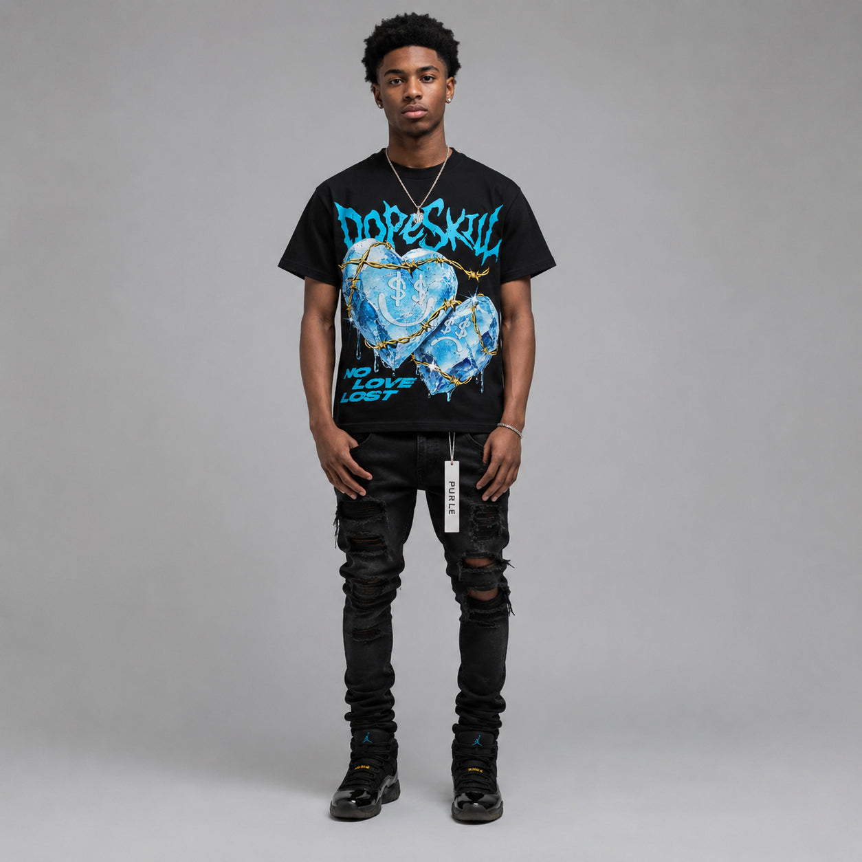 Gamma 11s DopeSkill Oversize Print T-Shirt No Love Lost Graphic
