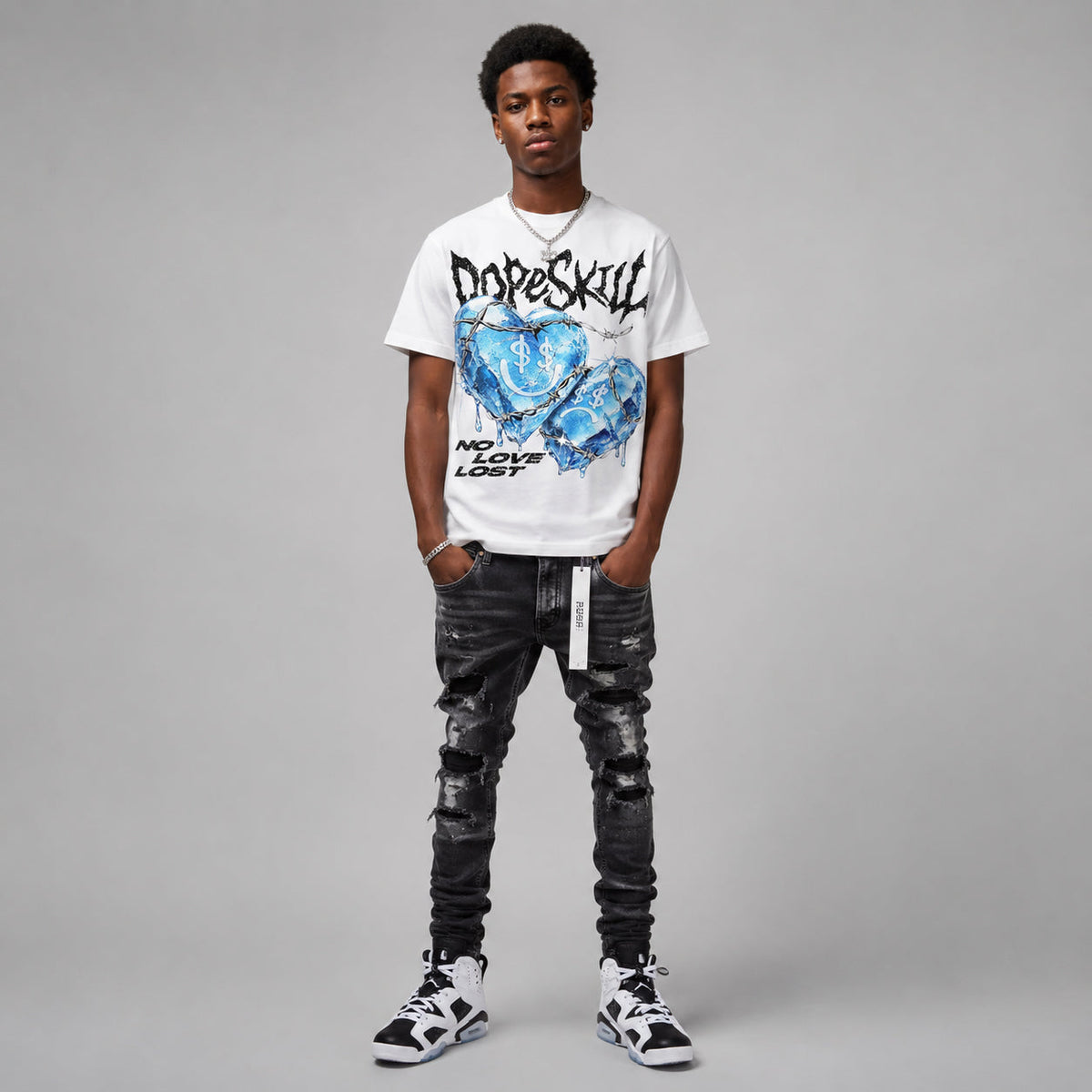 Oreo 6s DopeSkill Oversize Print T-Shirt No Love Lost Graphic