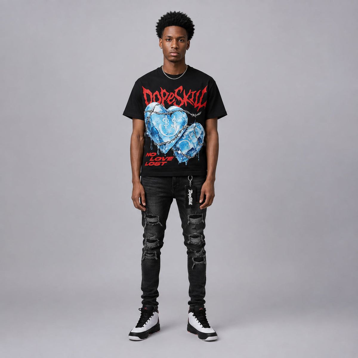 Space Jam 9s DopeSkill Oversize Print T-Shirt No Love Lost Graphic