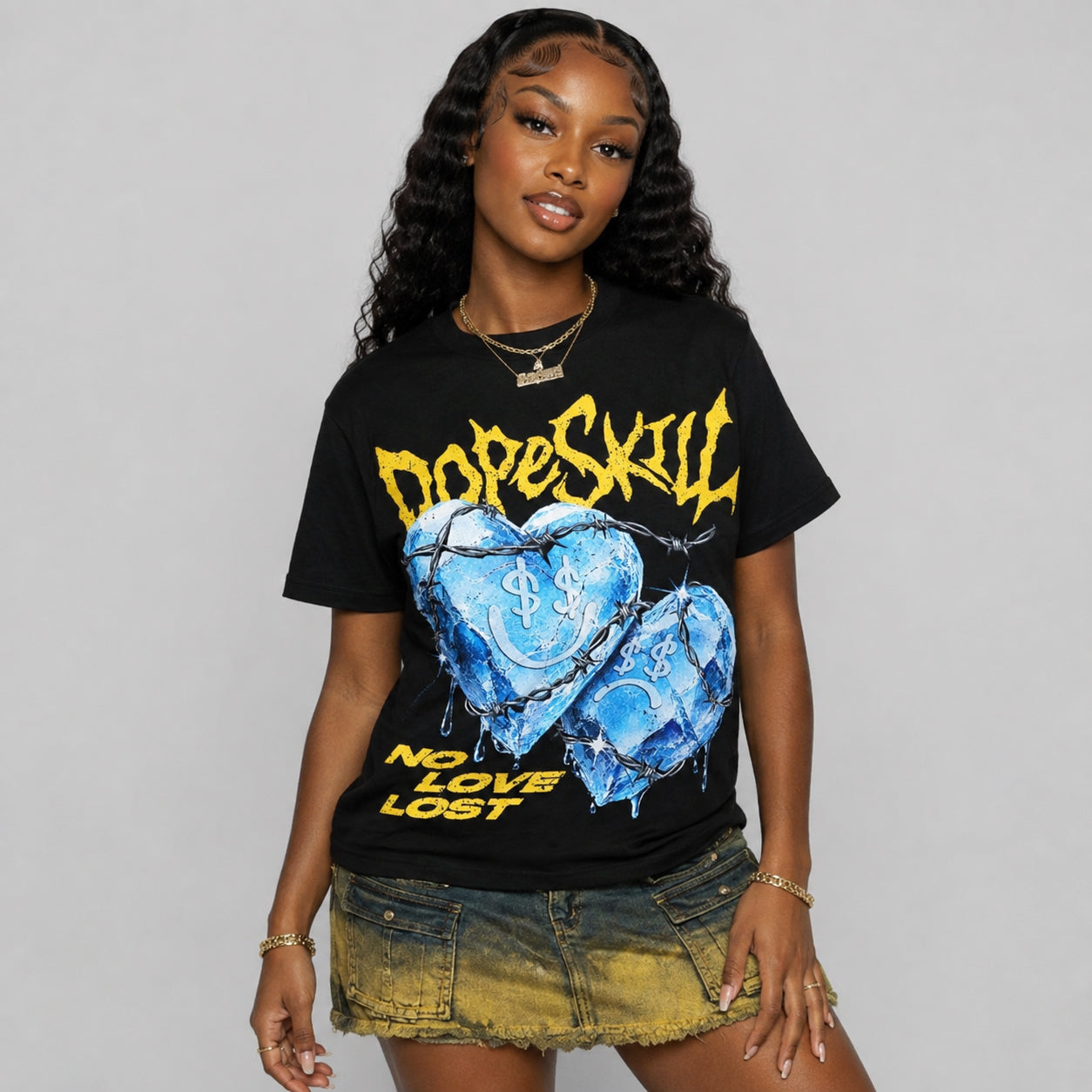 Tour Yellow 4s DopeSkill Oversize Print T-Shirt No Love Lost Graphic