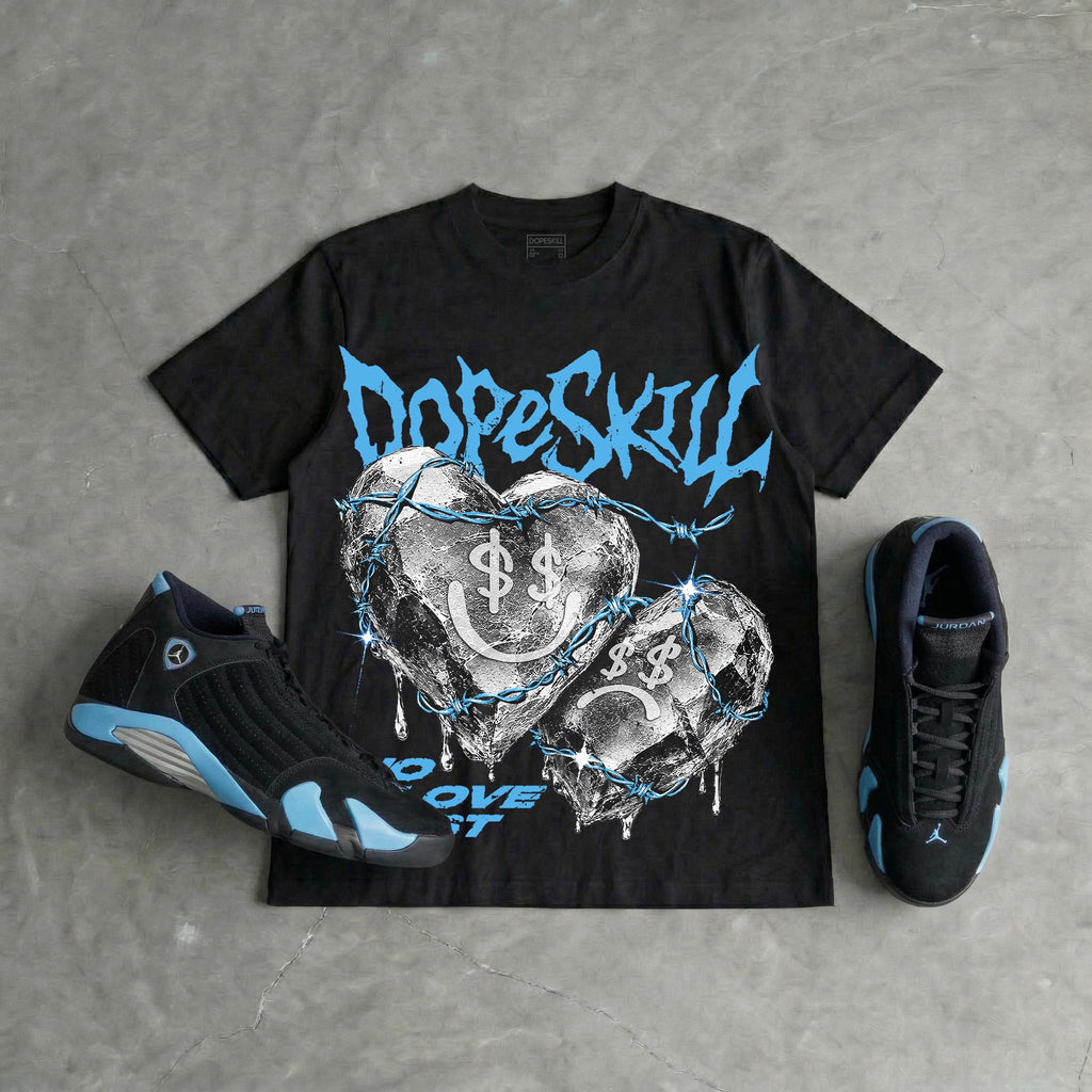 University Blue 14s DopeSkill Oversize Print T-Shirt No Love Lost Graphic