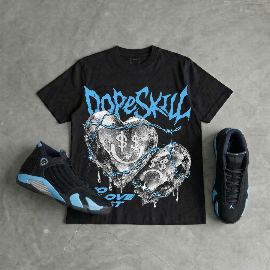 University Blue 14s DopeSkill Oversize Print T-Shirt No Love Lost Graphic