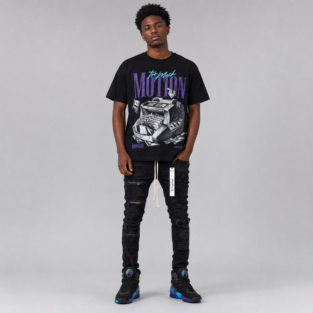 Aqua 8s DopeSkill T-Shirt Too Much Motion Graphic