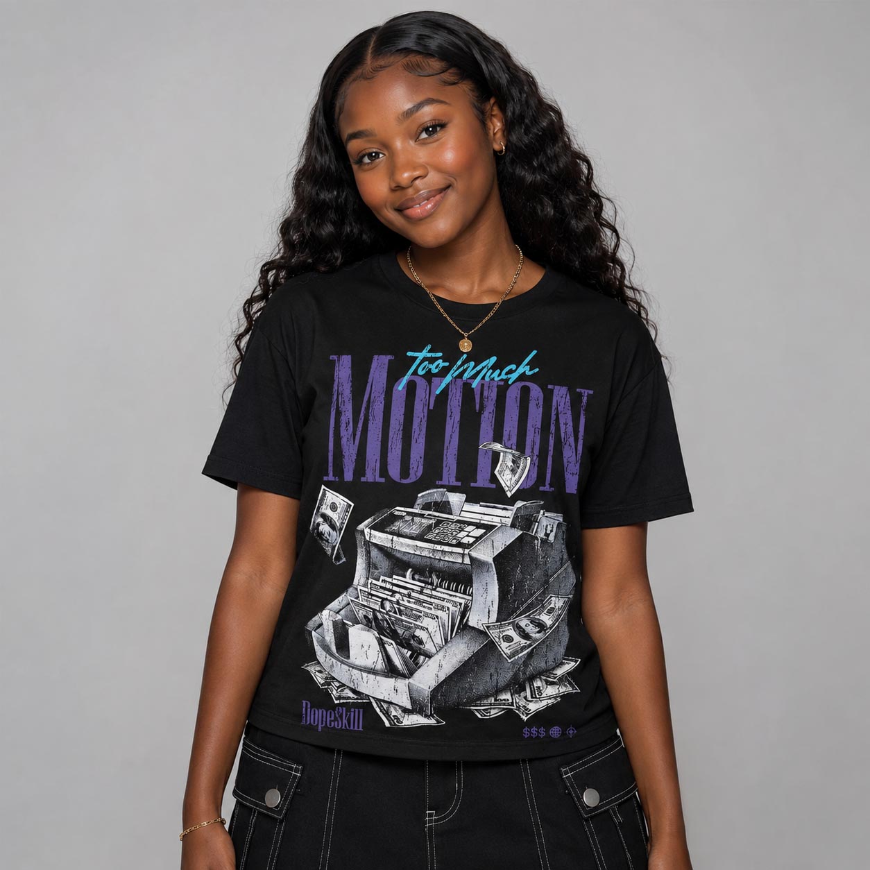 Aqua 8s DopeSkill T-Shirt Too Much Motion Graphic