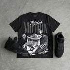 Black Cat 4s DopeSkill T-Shirt Too Much Motion Graphic