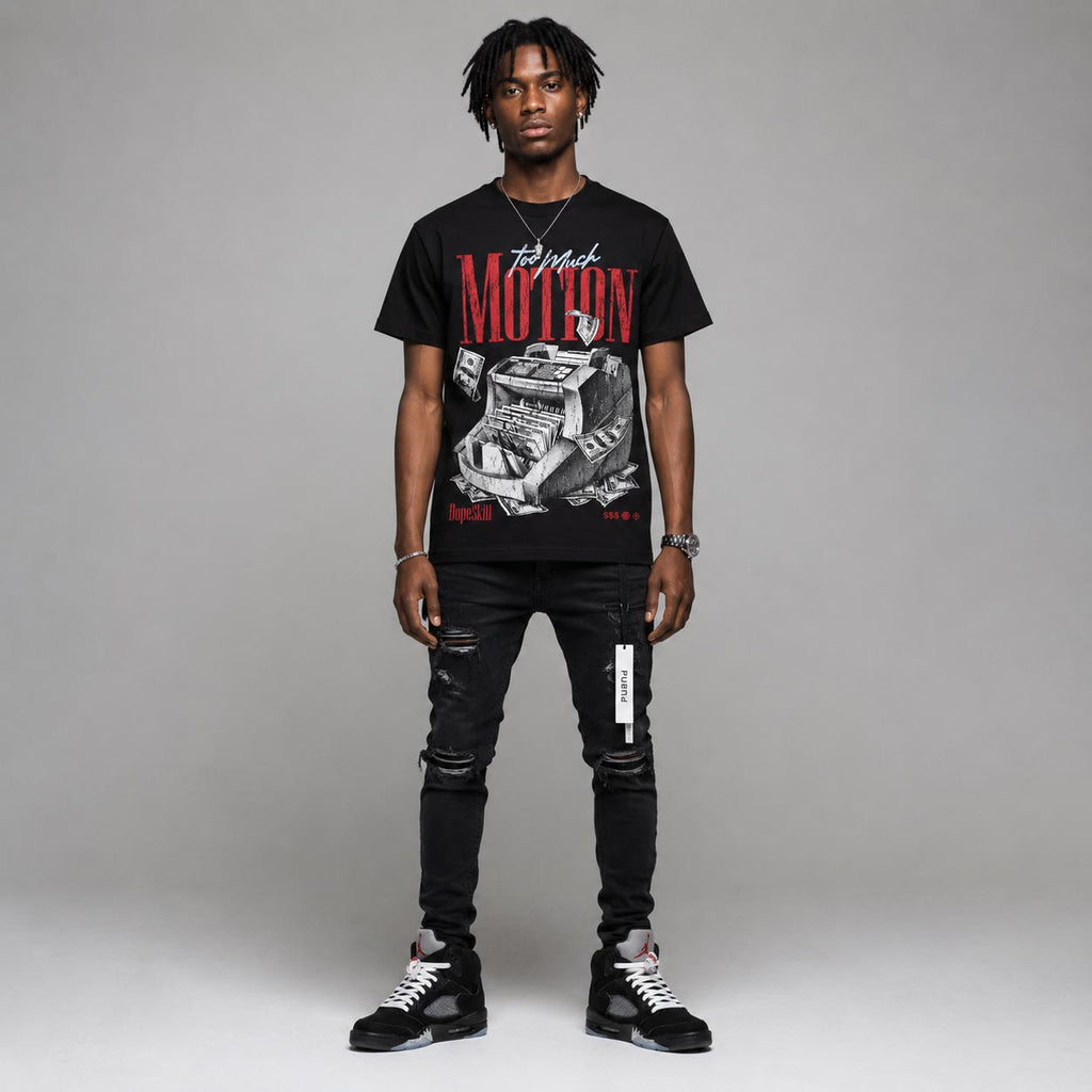 Black Metallic Reimagined 5s DopeSkill T-Shirt Too Much Motion Graphic