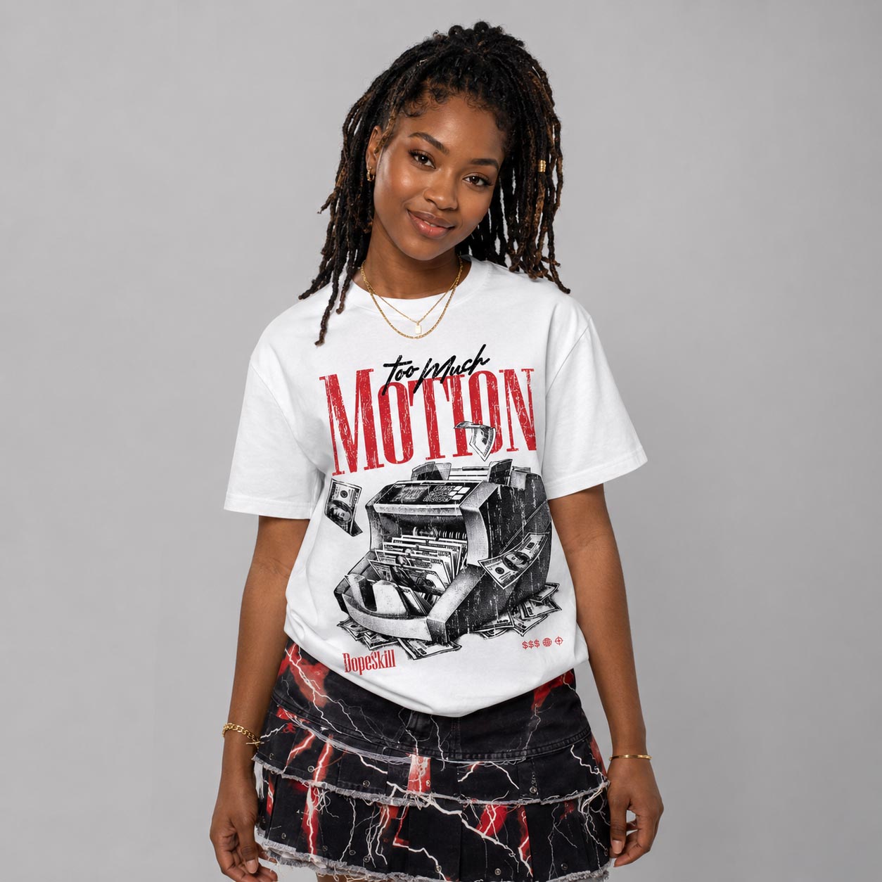 Fire Red “Black Tongue” 5s DopeSkill T-Shirt Too Much Motion Graphic