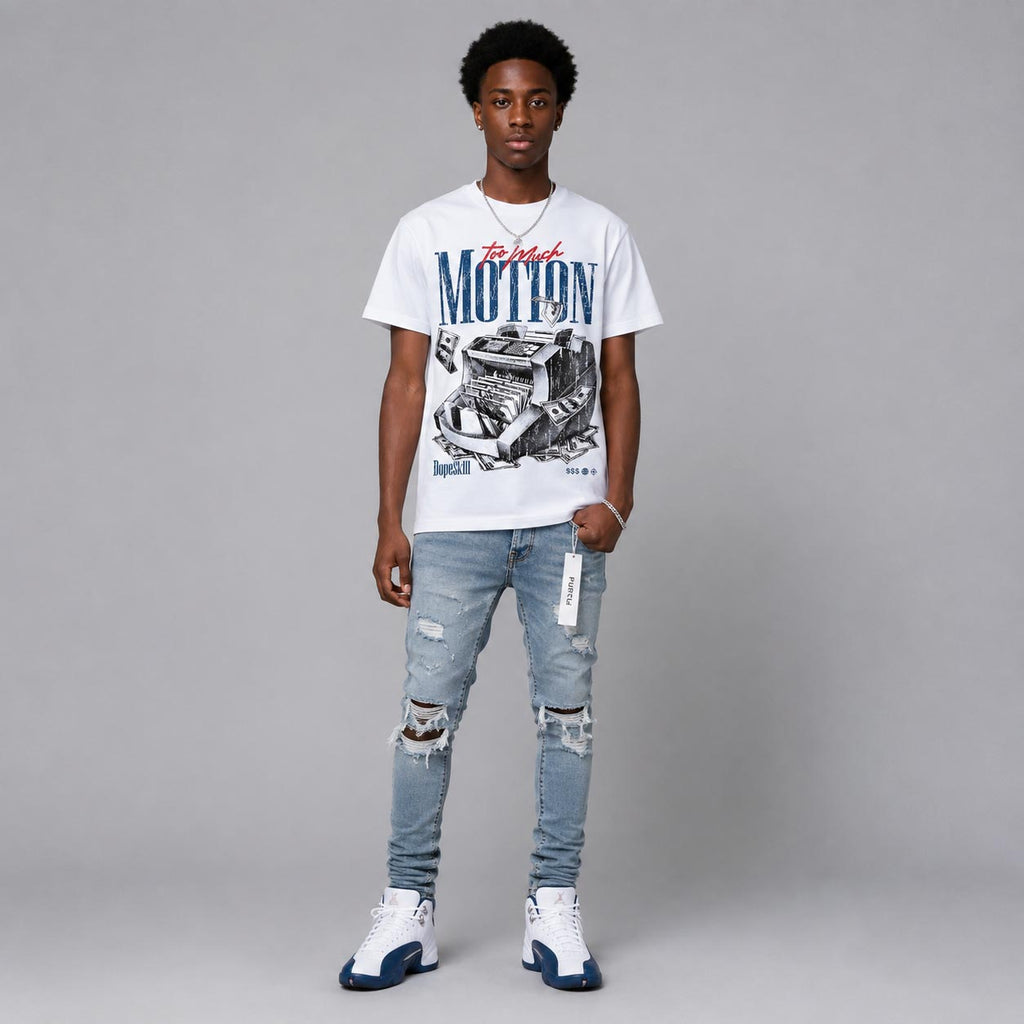 French Blue 12s DopeSkill T-Shirt Too Much Motion Graphic