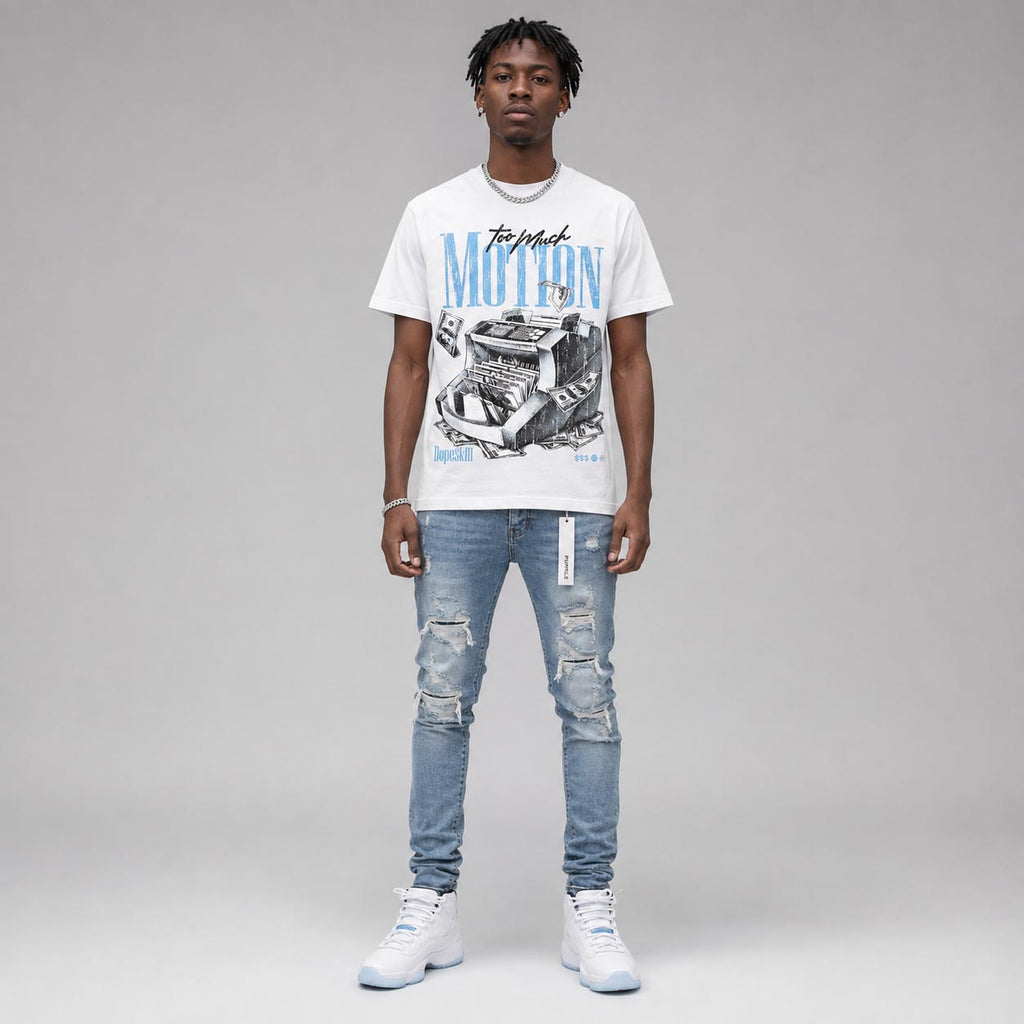 Legend Blue 11s DopeSkill T-Shirt Too Much Motion Graphic