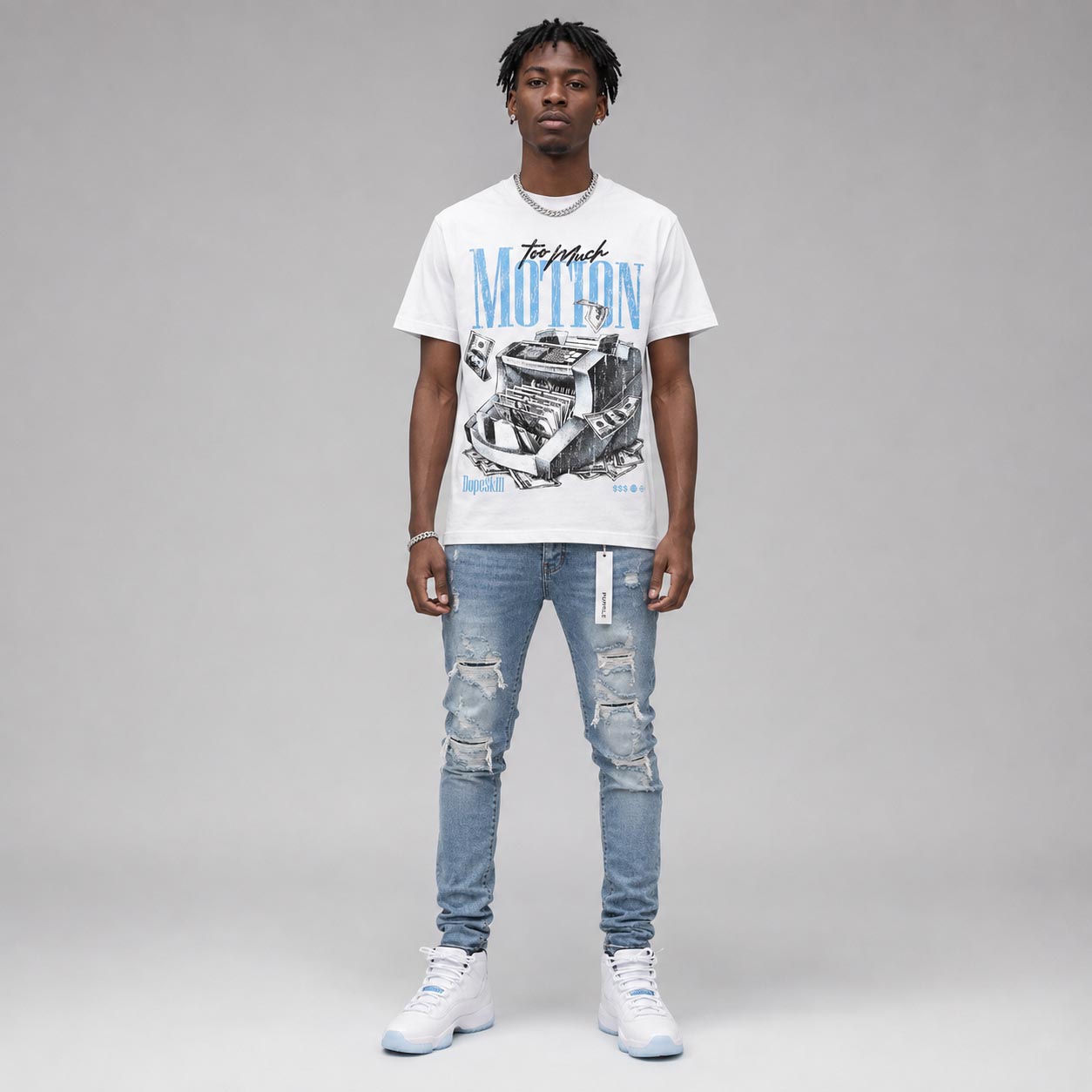 Legend Blue 11s DopeSkill T-Shirt Too Much Motion Graphic
