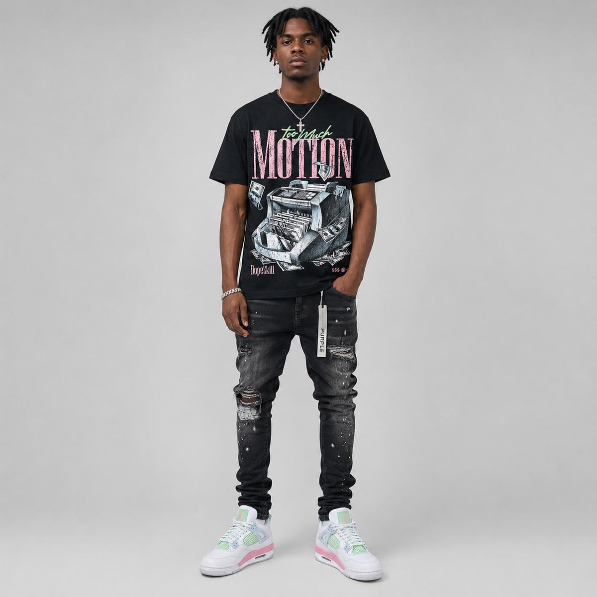Medium Soft Pink 4s DopeSkill T-Shirt Too Much Motion Graphic