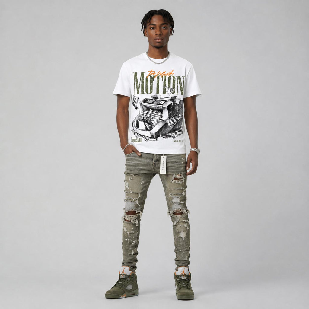 Olive 5s DopeSkill T-Shirt Too Much Motion Graphic