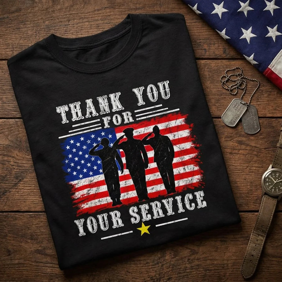 Thank You For Your Service T-Shirt | Patriotic Military Salute America 4