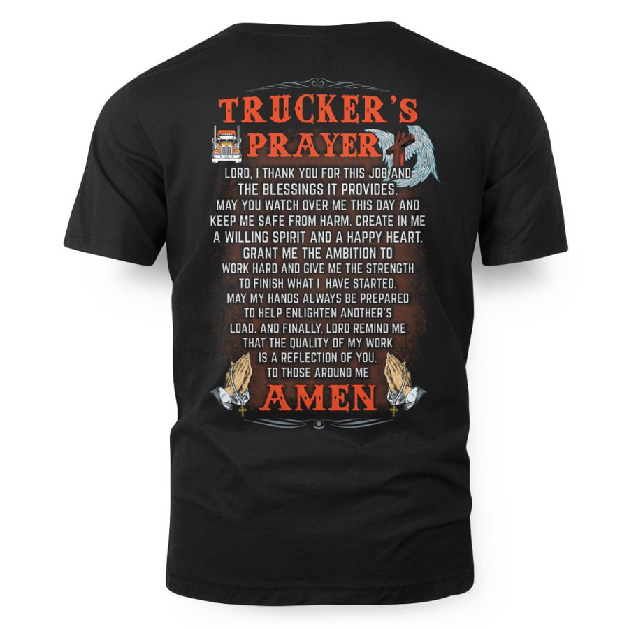 Trucker’s Prayer T-Shirt – Faith, Strength & Road Warrior Pride