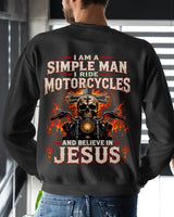 I AM A SIMPLE MAN, BIKER I RIDE MOTORCYCLES AND BELIEVE IN JESUS GOD IS MY GUIDE - SHIRT FOR MEN - LUNA00 (SKU2608-214) 3