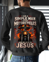 I AM A SIMPLE MAN, BIKER I RIDE MOTORCYCLES AND BELIEVE IN JESUS GOD IS MY GUIDE - SHIRT FOR MEN - LUNA00 (SKU2608-546) 3