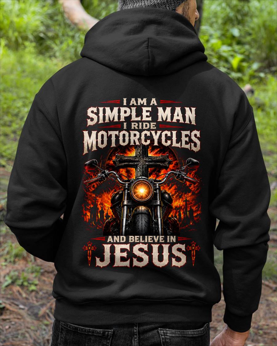 I AM A SIMPLE MAN, BIKER I RIDE MOTORCYCLES AND BELIEVE IN JESUS GOD IS MY GUIDE - SHIRT FOR MEN - LUNA00 (SKU2608-546) 4