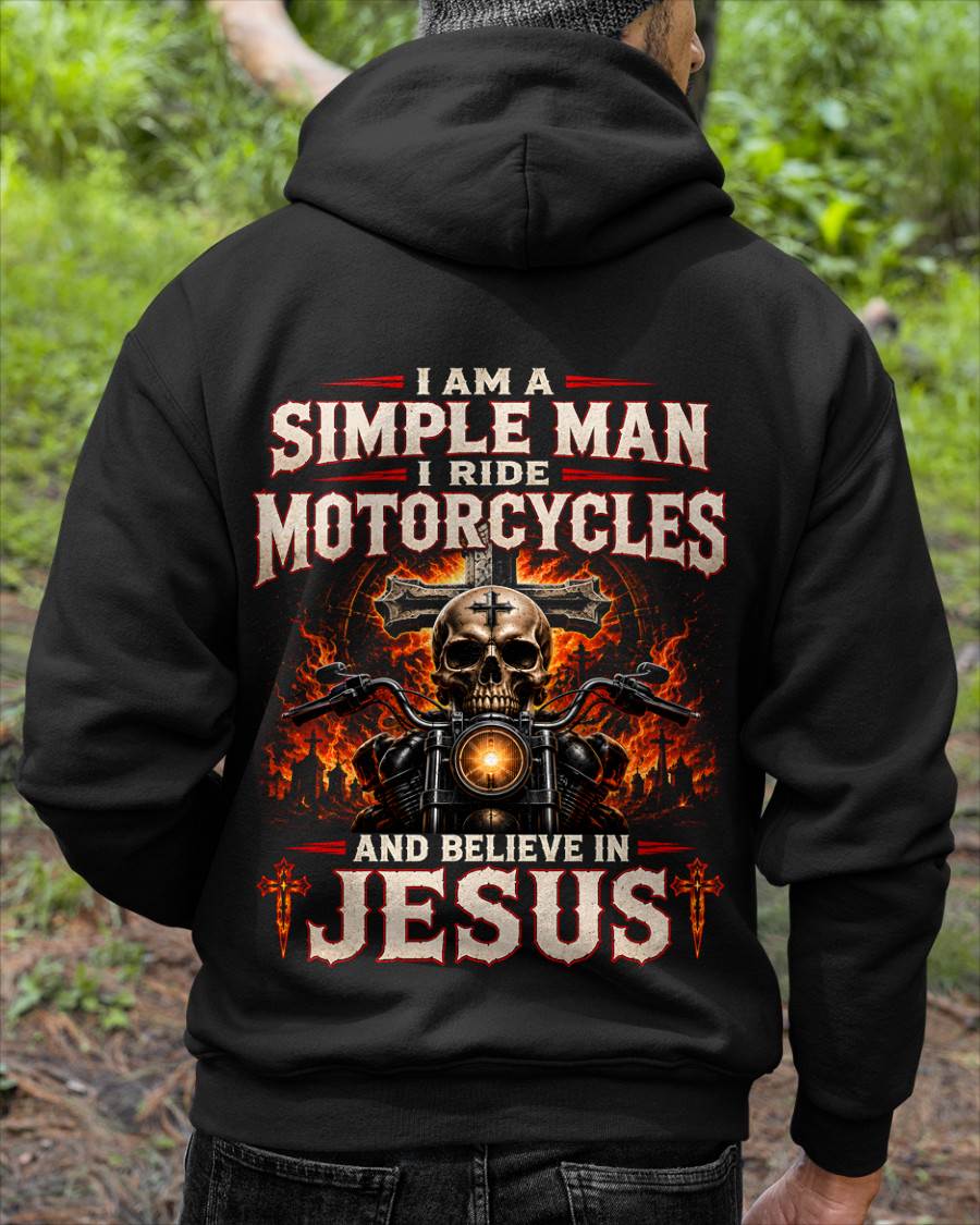 I AM A SIMPLE MAN, BIKER I RIDE MOTORCYCLES AND BELIEVE IN JESUS GOD IS MY GUIDE - SHIRT FOR MEN - LUNA00 (SKU2608-214) 4