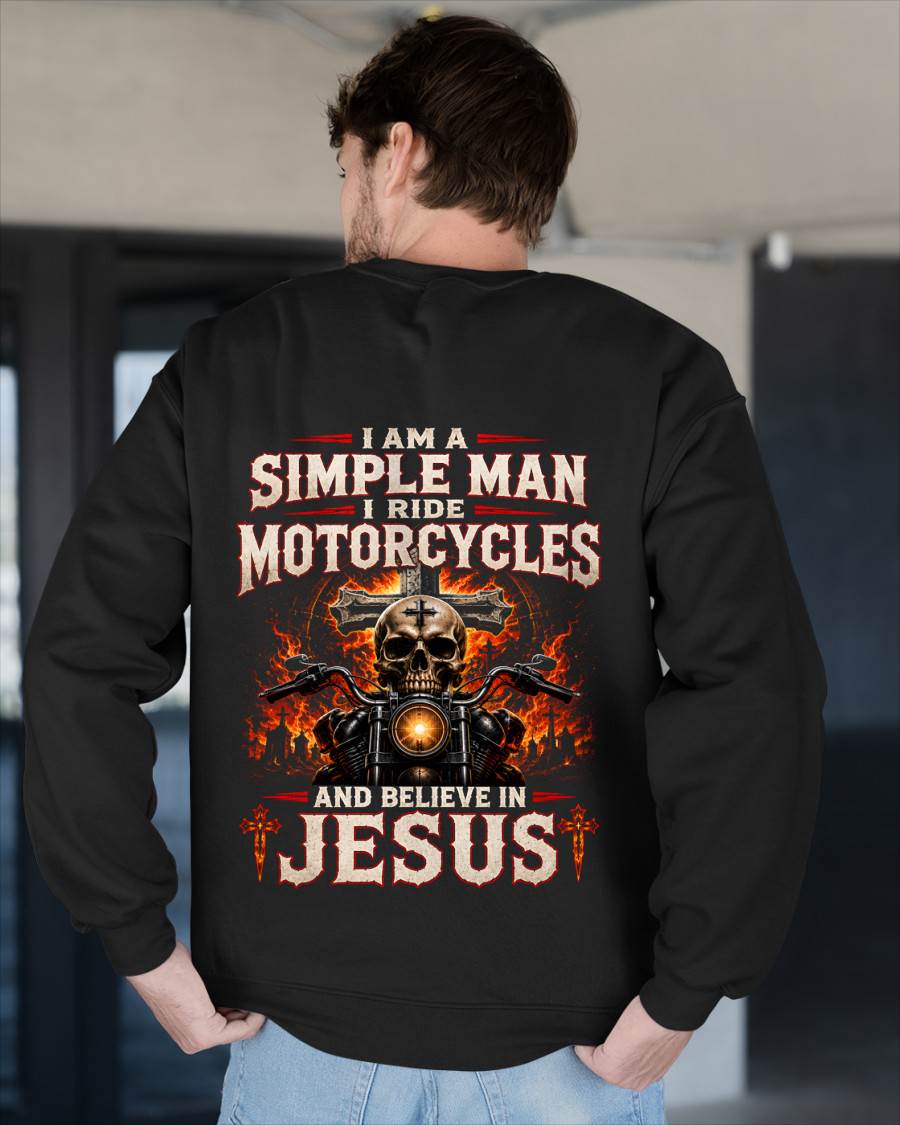 I AM A SIMPLE MAN, BIKER I RIDE MOTORCYCLES AND BELIEVE IN JESUS - SHIRT FOR MEN - LUNA00 (SKU2608-214) 2