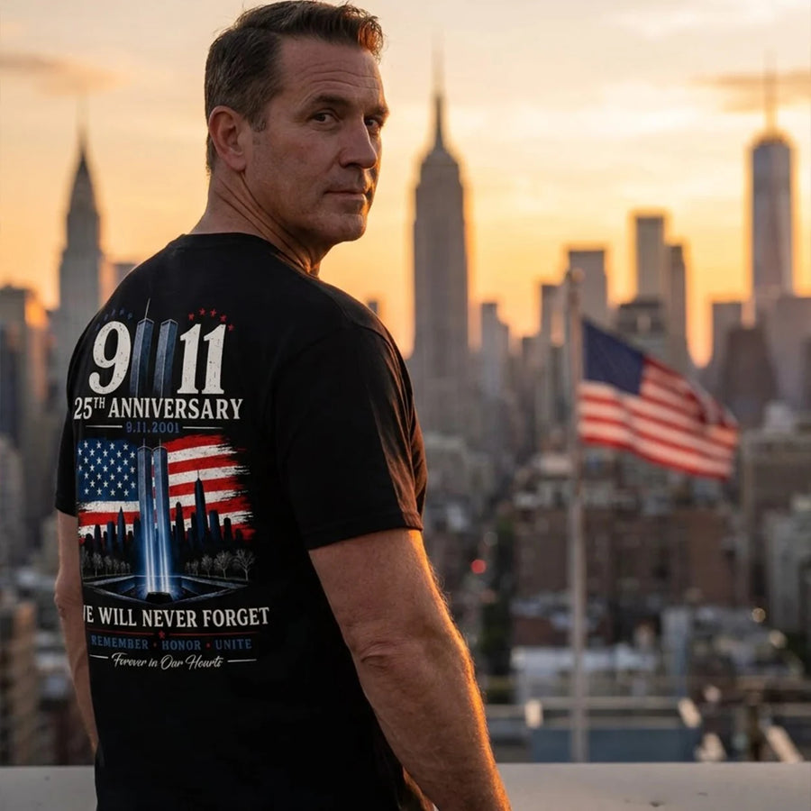 9/11 25th Anniversary Tee - We Will Never Forget 9.11.2001